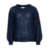 Navy Close To My Heart Emely Sweater Blue - Strikkejakke for Damer