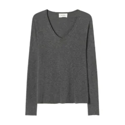 American Vintage Jacksonville V-neck Genser Grå - Elegant og behagelig damegenser