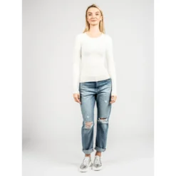 Guess Rundhalset strikkejakke i beige - Elegant og behagelig damegenser -Dame-strikkegensere Salg unnamed file 1926