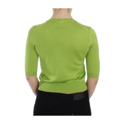 Dolce & Gabbana Ull V-hals Genser Grønn - Elegant strikkeplagg for kvinner