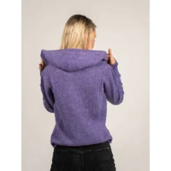 Patrizia Pepe Rundhalset strikkejakke i lilla | Elegant damegenser