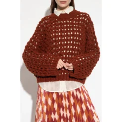 Forte Forte Sweater With Openwork Knit Brown - Elegant Dame Overdeler -Dame-strikkegensere Salg unnamed file 1971