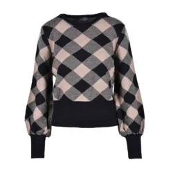 Marella Brun Rundhalset Genser - Elegant Strikkegenser for Damer