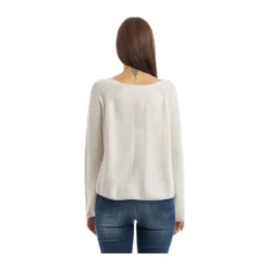 Manila Grace Rundhalset strikket genser i hvit - Elegant og behagelig damegenser -Dame-strikkegensere Salg unnamed file 2003