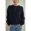 Navy American Vintage East Button Jumper - Blå strikkejakke for damer