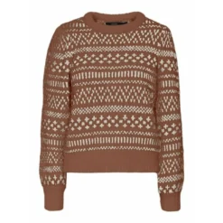 Brun Vero Moda Vmkaira Ls O-Neck Bluse/Genser - Elegant og behagelig -Dame-strikkegensere Salg unnamed file 201