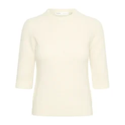 InWear Hvit Rundhalset Genser - Elegant Strikkejakke for Kvinner