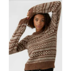 Brun Vero Moda Vmkaira Ls O-Neck Bluse/Genser - Elegant og behagelig -Dame-strikkegensere Salg unnamed file 202