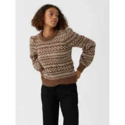 Brun Vero Moda Vmkaira Ls O-Neck Bluse/Genser - Elegant og behagelig -Dame-strikkegensere Salg unnamed file 203