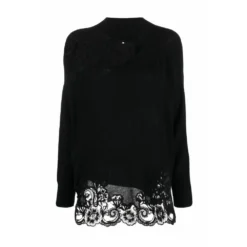 Ermanno Scervino Rundhalset strikkejakke i svart - Elegant og tidløs kvalitet