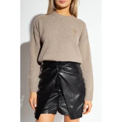 Ami Paris Logo Beige Genser - Elegant og Komfortabel Strikkegenser for Kvinner