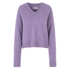Samsøe Samsøe Lyselilla Mila V-Neck Genser 14464 - Lilla Strikkegenser for Damer -Dame-strikkegensere Salg unnamed file 2077