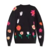 PS By Paul Smith Sweater With Floral Motif Black - Elegant Dameoverdel
