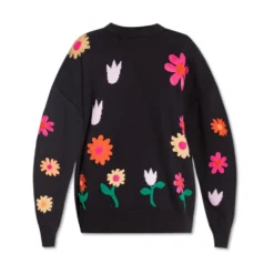 PS By Paul Smith Sweater With Floral Motif Black - Elegant Dameoverdel