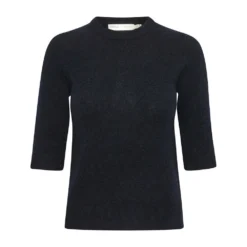 InWear Dame Rundhalset Genser i Blå - Myk og Stilfull Strikkegenser