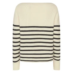 Pieszak Laura Striped Boatneck Beige - Elegant strikkejakke for kvinner