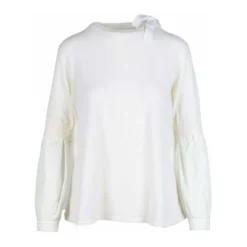 Ballantyne Rundhalset strikkejakke i hvit - Elegant og behagelig damegenser