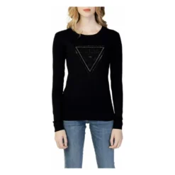 Guess Rund hals strikkejakke i svart - Elegant og behagelig damegenser