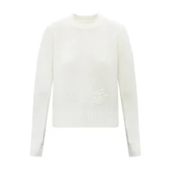 Jil Sander Hvit Logo Genser - Elegant Strikkegenser for Damer -Dame-strikkegensere Salg unnamed file 2144