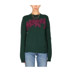 Marni Jersey med logoinnlegg i grønn | Dame Overdeler og Strikkejakker