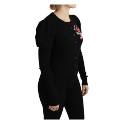 Dolce & Gabbana Floral Long Sleeve Sweater Black - Elegant Dame Strikkegenser