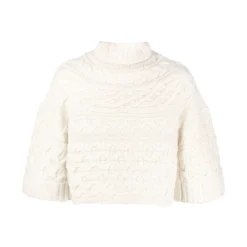 Sacai Hvit Rundhalset Genser - Elegant Strikkejakke for Damer -Dame-strikkegensere Salg unnamed file 2199