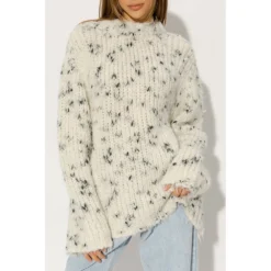 Dries Van Noten Beige Standing Collar Sweater for Women | Premium Knitwear -Dame-strikkegensere Salg unnamed file 2204