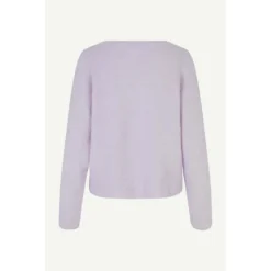 Samsøe Samsøe Rundhalset strikkejakke i lilla - Dame strikkejakker