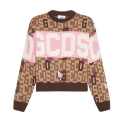 GCDS X Hello Kitty Brown Strikkejakke - Elegant og Lekker Dameoverdel -Dame-strikkegensere Salg unnamed file 2216