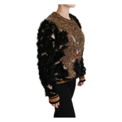 Dolce & Gabbana Rabbit Fur Ullgenser Black - Elegant Strikkegenser for Damer