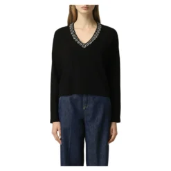 Liu Jo MAGLIA CHIUSA Black - Elegant strikkejakke for damer -Dame-strikkegensere Salg unnamed file 23