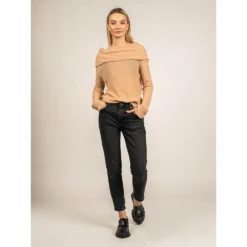 Patrizia Pepe Rundhalset Strikkgenser i Beige - Elegant og Tidløs Dameoverdel