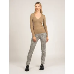 Patrizia Pepe Rundhalset Strikkgenser i Beige - Elegant og Tidløs Dameoverdel