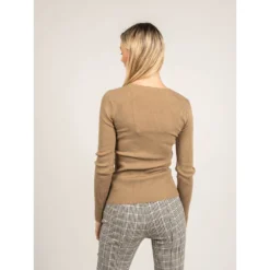 Patrizia Pepe Rundhalset Strikkgenser i Beige - Elegant og Tidløs Dameoverdel -Dame-strikkegensere Salg unnamed file 2361