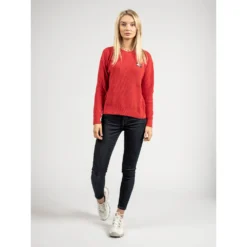 Tommy Hilfiger Rød Strikkegenser for Dame - Elegant og Komfortabel