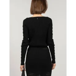 Patrizia Pepe Svart Strikkegenser - Elegant og Tidløs Dameoverdel -Dame-strikkegensere Salg unnamed file 2396