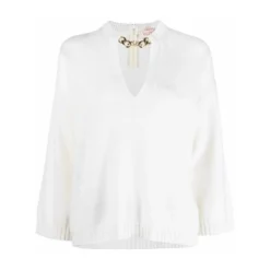 Valentino V-hals Strikkegenser i Beige - Elegant Dameoverdel -Dame-strikkegensere Salg unnamed file 2400