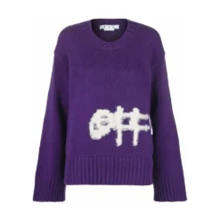 Off White LOGO INTARSIA TOP Purple - Dame Overdeler Strikkejakker & Gensere