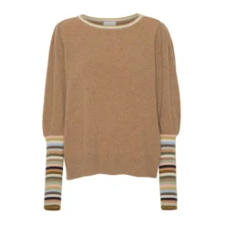 Project AJ117 Rundhalset strikkejakke i brun - Elegant og behagelig dameoverdel