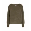 MOS MOSH Talli Ls Knit Capers Green Genser Brown - Strikkejakke for Dame