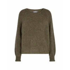 MOS MOSH Talli Ls Knit Capers Green Genser Brown - Strikkejakke for Dame