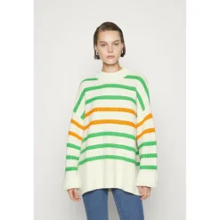 Samsøe Samsøe HVIT STRIPETE RALI CREW NECK Genser - Hvit