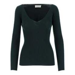 P.A.R.O.S.H. V-hals strikkejakke med lange ermer i grønn - Elegant og behagelig dameoverdel