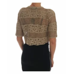 Dolce & Gabbana Crochet Knitted Floral Sweater Beige - Elegant Dame Overdeler
