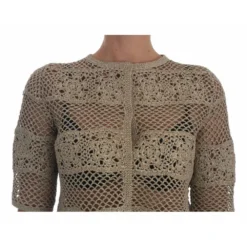 Dolce & Gabbana Crochet Knitted Floral Sweater Beige - Elegant Dame Overdeler -Dame-strikkegensere Salg unnamed file 2586