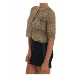 Dolce & Gabbana Crochet Knitted Floral Sweater Beige - Elegant Dame Overdeler -Dame-strikkegensere Salg unnamed file 2587