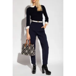 See by Chloé Collared Sweater Blue - Elegant Strikkejakke for Damer -Dame-strikkegensere Salg unnamed file 2593