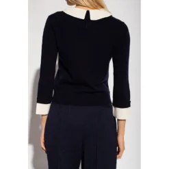 See by Chloé Collared Sweater Blue - Elegant Strikkejakke for Damer -Dame-strikkegensere Salg unnamed file 2594