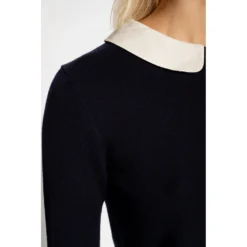 See by Chloé Collared Sweater Blue - Elegant Strikkejakke for Damer -Dame-strikkegensere Salg unnamed file 2595