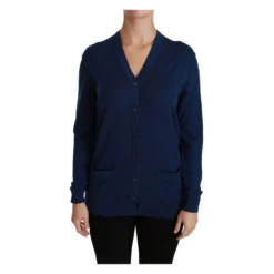 Dolce & Gabbana Blå Knapp Cardigan Genser - Elegant Strikkejakke for Damer